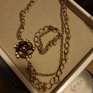 Stella and Dot Necklace bracelet set with broach